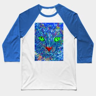 Cat Close Up Stained Glass Baseball T-Shirt